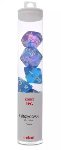 1. Komplet kości REBEL RPG - Kamienie Księżycowe - Orchidea