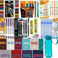 1. BIC Wyprawka Szkolna + Interdruk 10 Zeszytów Tematycznych Gratis Bidon Fiorina Turkusowy 430 ml
