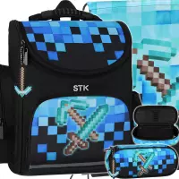 1. Starpak Zestaw Szkolny 3el. Pixel Blue Tornister 552620 + Worek 552613 + Piórnik 552636