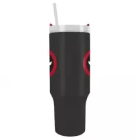 3. Kubek Podróżny ze Słomką Marvel Deadpool - Symbol - 1180 ml