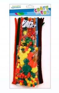 2. Craft With Fun Ozdoba Dekoracyjna Drucik Powlekany Mix Kolorów + Pompony + Oczka 463781