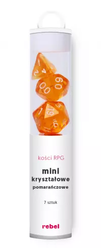 1. Komplet kości REBEL RPG - Mini Kryształowe - Pomarańczowe