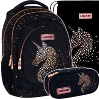 1. Zestaw Head Plecak Szkolny AB330 Classy Gold 502023084 + Piórnik 505023050 + Worek 507023029