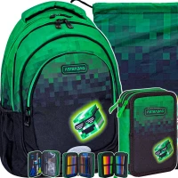 1. AstraBag Zestaw Szkolny 3el Plecak AB330 Pixel Hero 502024095 + Worek 507024049 + Piórnik 503024057