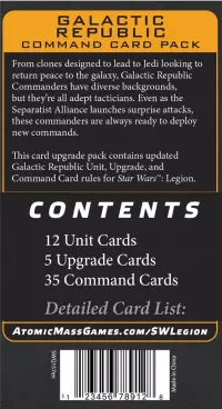 3. Star Wars Legion 2.0: Galactic Republic - Command Card Pack