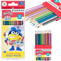 1. Starpak Play Doh Kredki Ołówkowe Trójkątne Metalizowane 12 kolorów 453910