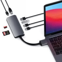 2. Satechi Type-C Dual Multimedia Adapter - Aluminiowy Adapter do MacBook z podwójnym USB-C Space Gray