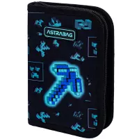 1. AstraBag Piórnik AC11 Pojedynczy Jednoklapkowy z Wyposażeniem Dark Pixel 503025017