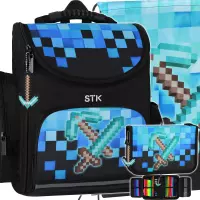 1. Starpak Zestaw Szkolny 3el. Pixel Blue Tornister 552620 + Worek 552613 + Piórnik 552623