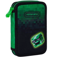 7. AstraBag Piórnik AC21 Dwukomorowy z Wyposażeniem Pixel Hero 503024056