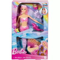 6. Mattel Barbie Malibu Lalka Syrenka Zmieniająca Kolor z Delfinkiem HRP97