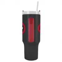 4. Kubek Podróżny ze Słomką Marvel Deadpool - Symbol - 1180 ml