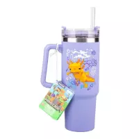 1. Kubek Podróżny ze Słomką Minecraft - fioletowy - 900 ml