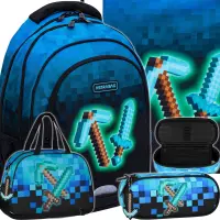 1. Astrabag Zestaw Szkolny Pixel Blue 4el. Plecak 502024093 + Worek 507024048 + Piórnik 552636 + Torba 552616