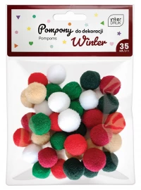 2. Interdruk Pompony Do Dekoracji 35szt. Winter 337221