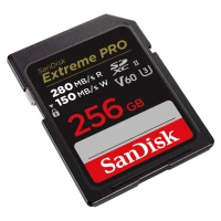 3. SanDisk SanDisk Extreme PRO 256GB V60 UHS-II SD, 280/150MB/s,V60,C10,UHS-II