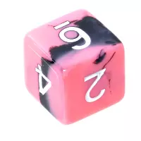 2. Komplet kości REBEL RPG - Dwukolorowe - Różowo-czarne (białe cyfry)