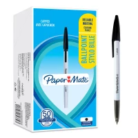 5. Paper Mate Długopis Jednoroazowy 045 ze Skuwką 1.0mm Czarny Display 50 Sztuk 2084379