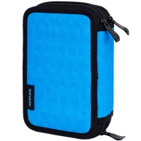 3. AstraBag Piórnik Trzykomorowy z Wyposażeniem AC31 Blue Pixel 503024055