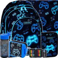 1. AstraBag Zestaw Szkolny 5el Plecak AB330 Go Playing 502024017 + Worek 507024013 + Piórik 503024013 + 511025005 + 511025006