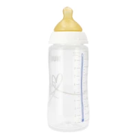 2. Nuk Butelka 300ml 0-6m First Choice+ Smoczek Lateksowy M Biała 528761