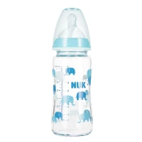 3. Nuk Butelka Szklana 240ml 0-6m First Choice+ Smoczek Silikonowy M Turkusowa 527905