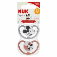 6. Nuk Smoczek Uspokajający Space Silikonowy 0-6m  Disney Miki i Minie 2szt. 541402