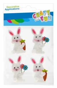 3. Craft With Fun Ozdoba Dekoracyjna Samoprzylepna Filcowy Zajączek 4szt. Wielkanoc 531804