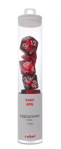 1. Komplet kości REBEL RPG - Kamienie Księżycowe - Bordo