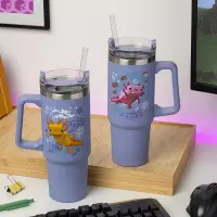 4. Kubek Podróżny ze Słomką Minecraft - fioletowy - 900 ml