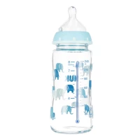 2. Nuk Butelka Szklana 240ml 0-6m First Choice+ Smoczek Silikonowy M Turkusowa 527905