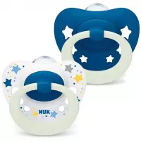 2. Nuk Smoczek Uspokajający Signature Night Silikonowy 0-6m Niebieski 2szt. 544345
